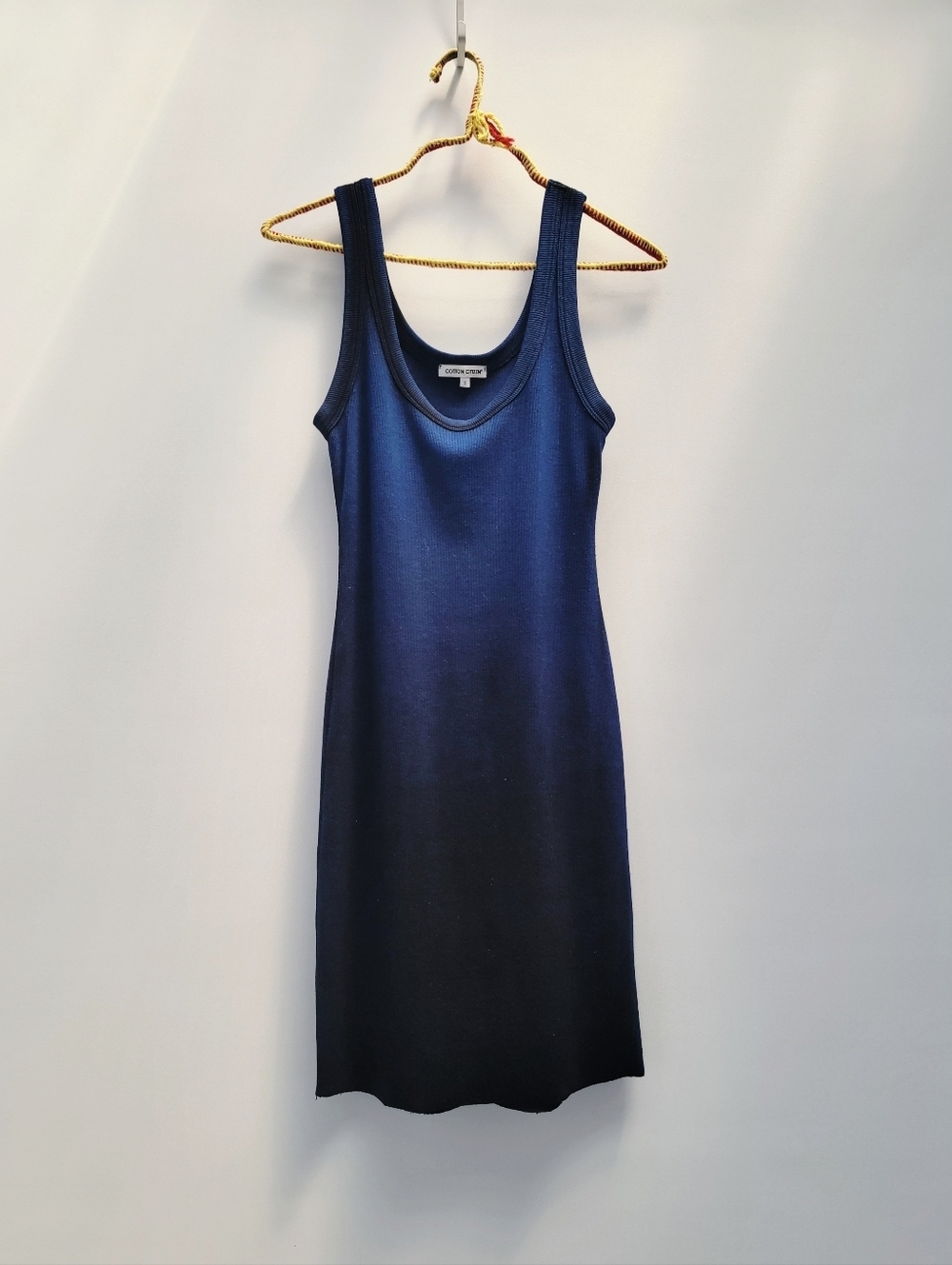 Cotton Citizen Verona Blue Arctic Ribbed Tank Dress Size Small Black Ombre Edgy